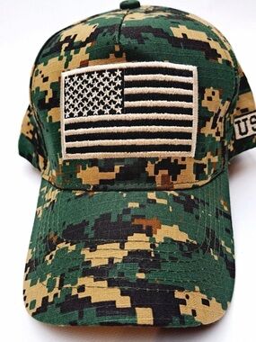 USA American Flag Embroidered Trucker Cap Hat Digital Camouflage Adjustable